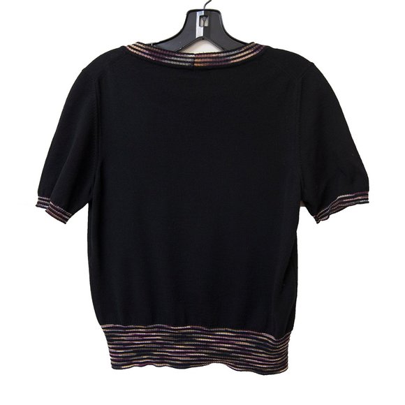 Vintage 100% Wool Black Missoni Short Sleeved Sweater est sz 42 - Picture 7 of 11